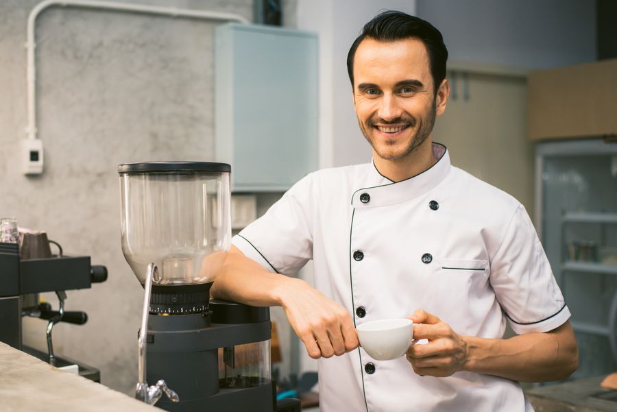 A Quayside café owner at work