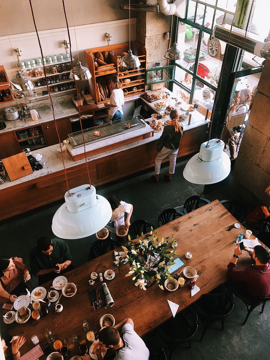Inside a bustling independent café on the high street